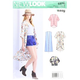 New Look Sewing Pattern 6378: Misses' Easy Kimonos with Length Variations, Size A (XS-S-M-L-XL)