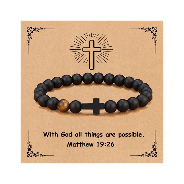YOTHIWAD Christian Bracelet for Men Women,Natural Stone Bracelets with Inspirational