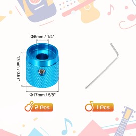 sourcing map 2PCS Guitar Knobs Metal, Volume Tone Control Dome Knobs 6 x 17 x 17 mm Potentiometer Knobs with Wrench for Electric Guitar Bass, Blue