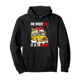 What Funny It Is To Drive Christmas Santa Driving School Bus Pullover Hoodie