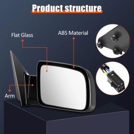 imcarpart Black Power Mirrors For 88-98 Chevy C/K 1500 Tahoe Yukon Left+Right Pair