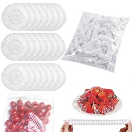 Pack of 300 Cling Film, Food Covers, Cling Film with Elastic Band, Food Storage Bags, Cover Covers, Cling Film Dispenser, Fly Cover Food
