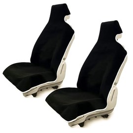 Waterproof Stain Resistant Towel Car Seat Cover，Universal Non-Slip for Car, Truck, SUV, Van Seat for Gym Workout,Swimming,Beach and Workout Outdoor ， Machine Washable (2pcs Black)