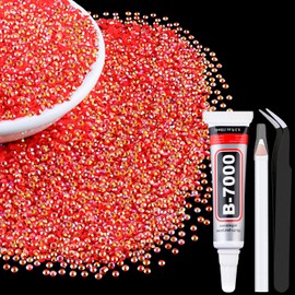 6000Pcs 3mm Resin Jelly Rhinestones with 1Pcs 10ml B7000 Jewelry Glue for Crafting, Red AB Flatback Gems, Bedazzling Crystal Bulk for DIY Crafts Clothing Tumblers Shoes Nail Art Fabric