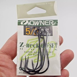 Owner Z Neck 5191 Offset Worm Hooks 5 Ct Super Needle Point 3/0, 4/0, 5/0 Choose - 5/0