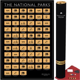 Divalis Scratch off USA National Parks Poster - All 63 US Parks Checklist - United States of America NP Map