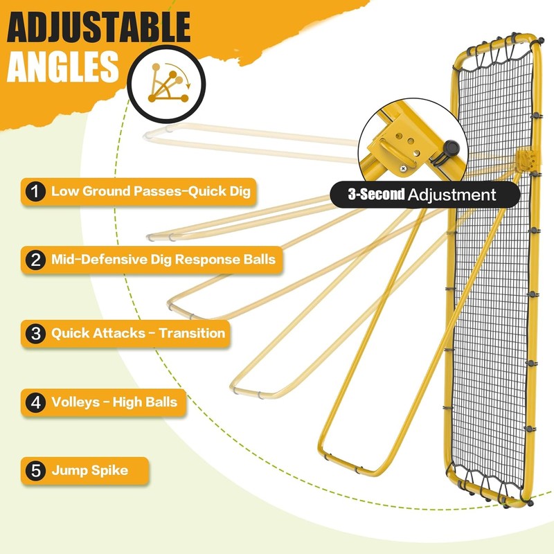 Volleyball Rebounder Net 7x4 Ft, 5-Angle Adjustable Rebounder Net for
