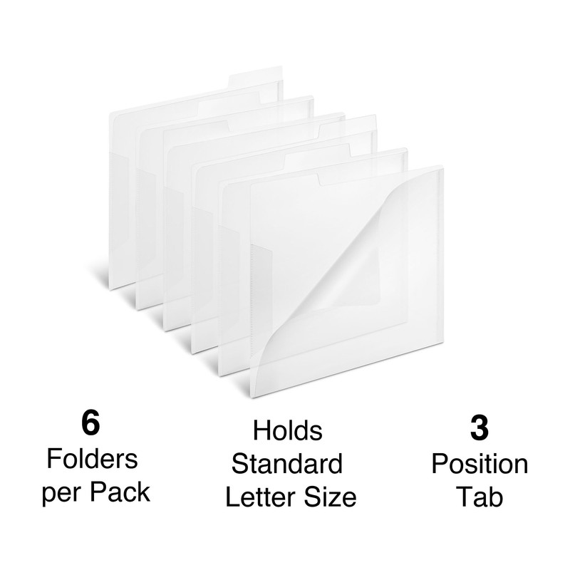 Staples Translucent Poly File Folders Clear 6/Pack
