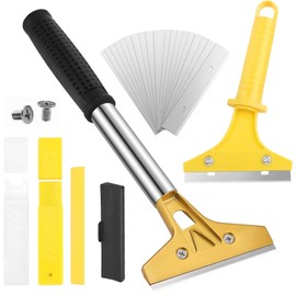 2 Piece Wallpaper Remover Set, Wallpaper Scraper with 20 Replacement Blades and Protective Cover, 4 Inch Wallpaper Scraper with Rubber Handle, Floor Scraper for Removing Wallpaper and Floor Tile