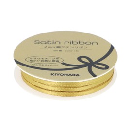 Kiyohara OSH-05 Chest Kyun 2mm Width Satin Ribbon, 0.08 inch (2 mm) Width x 16.4 ft (5 m) Roll, G, Gold