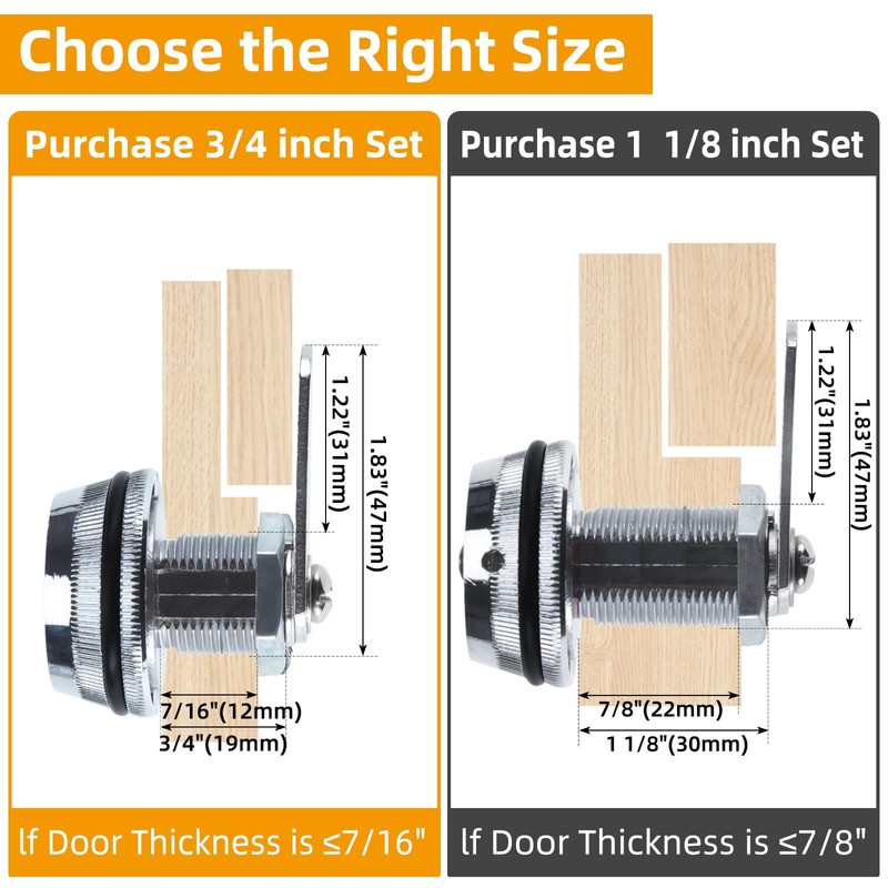 RealPlus Combination Cam Locks 3/4" Cylinder Cabinet Lock Security Combi-Cam