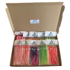 KT Tackle 50 individual sea fishing lures, muppets, 12cm skirts, glow in the dark, luminous. 10 styles. Two options avaliable. (Option B)