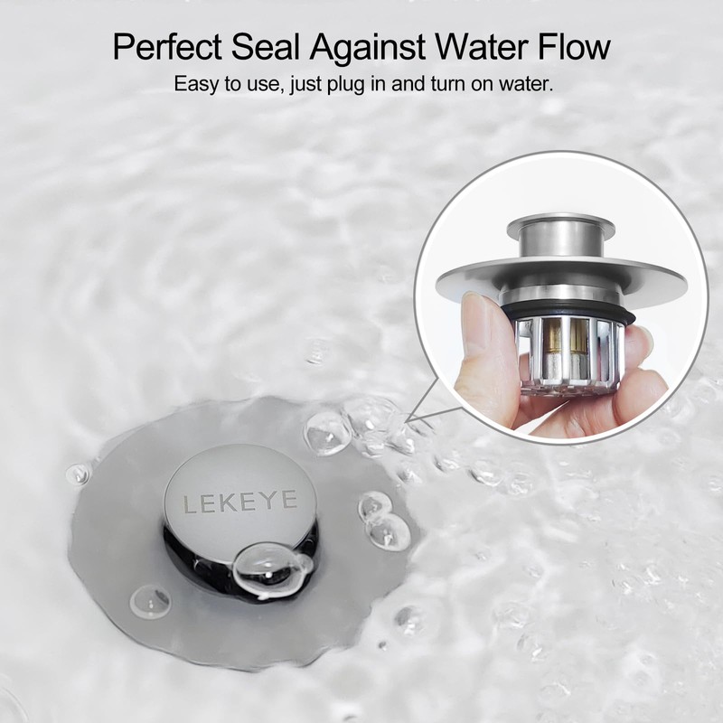 LEKEYE Tub Stopper | Shower Drain Hair Catcher | Pop-up