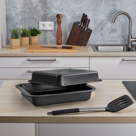 Grizzly set of 2 Baking Trays - Non-stick Roasting Tin - Oven Dish - 32 x 25 x 5 cm (13" x 10" x 2")