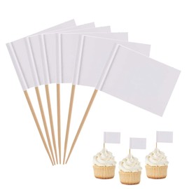 Performore 100 Pack of White Paper Toothpick Flags, Mini Blank Paper Food Labels for Cupcakes Food Picks Cheese Markers Toppers Appetizers Buffet Birthday Party Decoration