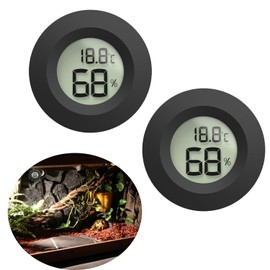 Reptile Tank Accessories, 2pcs Reptile Thermometer and Humidity Gauge, Bearded Dragon Tank Thermometer Humidity Gauge for Jumping Spider, Leopard Gecko, Hermit Crab, Gecko, Ball Python, Lizard.(Black)