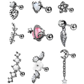 Drperfect Cartilage Earrings for Women 16G 316L Stainless Steel CZ Dangle Helix Tragus Cartilage Stud Ear Piercing Jewelry1