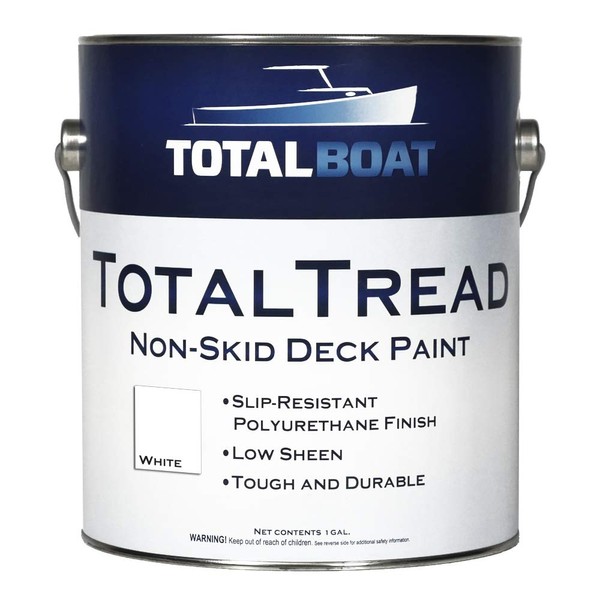 TotalBoat TotalTread Non-Skid Deck Paint, Marine-Grade Anti-Slip Traction Coating for Boats, Wood, Fiberglass, Aluminum, and Metals (White, Gallon)