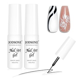 JODSONE Nail Art Gel Liner 2 Colors White Black Gel Nail polish Need U V Lamp Cured with Thin Brush at Home Salon Design