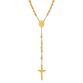 Supcare Catholic Beads Gold Virgin Mary Rosary Necklace Jesus Crucifix Mary Medal Rosary Prayer Gifts for Women