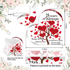 25th Wedding Anniversary Heart Shaped Acrylic Plaque Present with Sayings Ornament for Wife Loved Special One Men Women Couple Parents Gift Souvenir Marriage Keepsake Home Decoration