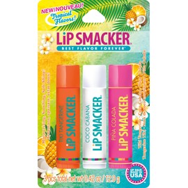 Lip Smackers Flavored Lip Balm Tropical Fever - Moisturizing, Soothing Trio Tiki Tangerine, Coco Cabana, & Pina Colada