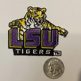 LSU TIGERS vintage iron on embroidered patch 3” x 2.25”