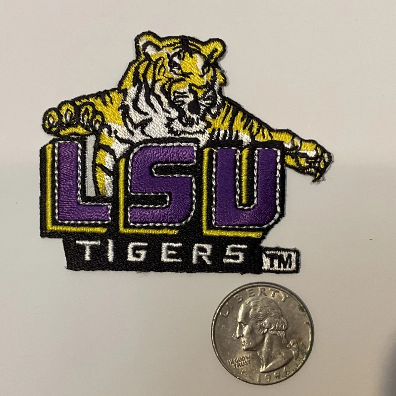 LSU TIGERS vintage iron on embroidered patch 3” x 2.25”