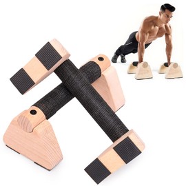 Cioquli 2 x push-up handles, 25 cm wooden handstand parallettes with non-slip rubber buffer, joint-friendly calisthenics equipment for fitness training, push-ups, upper body training
