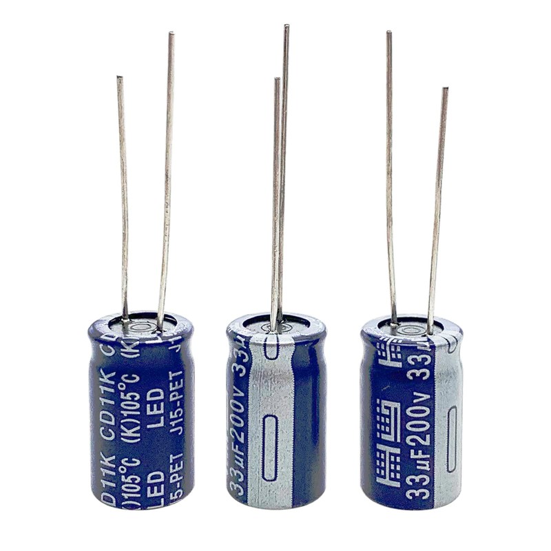 Cermant 10pcs 200V 33UF Capacitor 10x16MM(0.39x0.63in) Aluminum Electrolytic Capacitors for