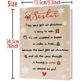 YiKaLus Merry Christmas Gifts for Sister,Best Christmas Card from Brother Friend,Lovely Xmas Card for Sister-in-law,Happy Xmas Gifts with Envelope