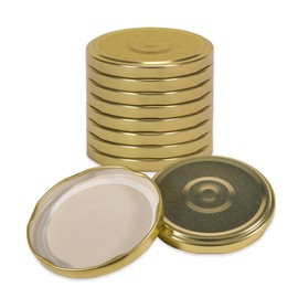 Oputec 10 x Screw Lids TO 82 Gold - Replacement Lids for Preserving Jars, Twist Off Lid, Airtight & Food Safe, Preserving Lids for Jam, Preserving & Supply, Made in EU