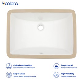 Dcolora Undermount Bathroom Sink Rectangle 18"x14" White Porcelain Ceramic Rectangular Vessel Sink Under Counter Lavatory Vanity Bath Sink Bowl Basin With Overflow
