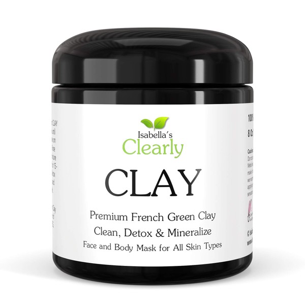 Clearly Clay, Deep Pore Cleansing, Moisturising, Skin Softening Facial Mask, 100% Pure French Green Clay for Acne, Blackheads, Dry Skin, Oily Skin, Ageing, Non Drying Natural Mineral Clay (Bulk)