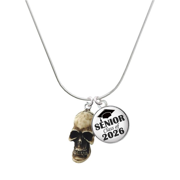 Delight Jewelry Resin Skull Silvertone Senior Class of 2026 Dome