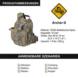 Magforce Tactical Sling Bag - Mini Shoulder Backpack for Travel, Molle Compatible, Lightweight Nylon, Large Capacity, Multiple Compartments with Strap, khaki leaves