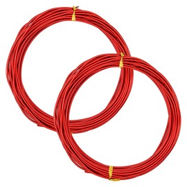 YMWALK 2 mm Aluminium Craft Wire Jewellery Wire, 2 Rolls Bendable Modelling Wire Metal Sculpture Wire for Jewellery Crafts, Model Making, Fittings and Sculptures (2 mm x 10 m Each Roll) (Red)