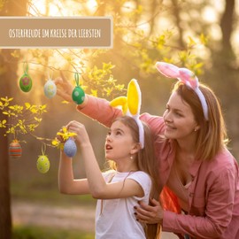 Festicy 24 Colourful Easter Eggs for Hanging 2025 Edition - Easter Decoration for Indoor and Outdoor I Plastic Easter Eggs in 6 Designs for Easter Decoration I Plastic Easter Eggs for Hanging Outdoor