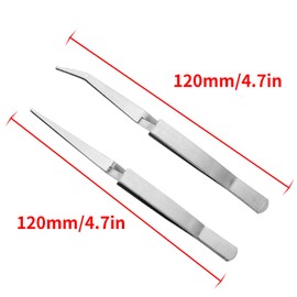 Surf turtle Cross Lock Tweezer 2PCS 120 mm / 4.7 inch Reverse Stainless Steel traight and Curved Tip Cross Locking Tweezer for Electronics, Soldering, Laboratory Work, Jewelry-Making, Model, Craft