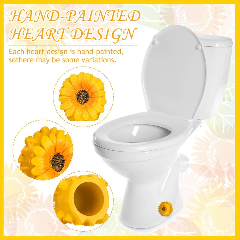Honeydak 2 Pack Toilet Bolt Caps Decorative Yellow Sunflower Toilet