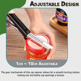 MAEXUS® Adjustable Can Opener, Multifunctional Bottle Opener, Labour-Saving Can Opener, Ergonomic Can Opener, Simple Can Opener for Arthritis, Non-Slip Lid Remover
