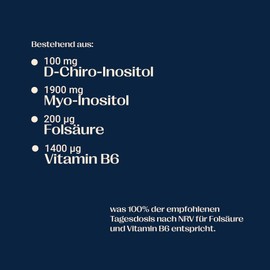 Inositol Capsules (Pack of 120) Made from 5% D-Chiro-Inositol (DCI) and 95% Myo-Inositol - with High Dose Inositol Including 1.4mg Vitamin B6 and Vitamin B9 (200μg Folic Acid)