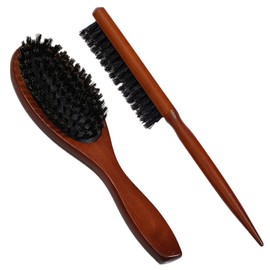 Boar Brush, 2 Pieces Hair Brush, Beard Brush for Men, Boar Bristle Brush, Natural Boar Bristle Brush, Hair Brush for Drawn Tail