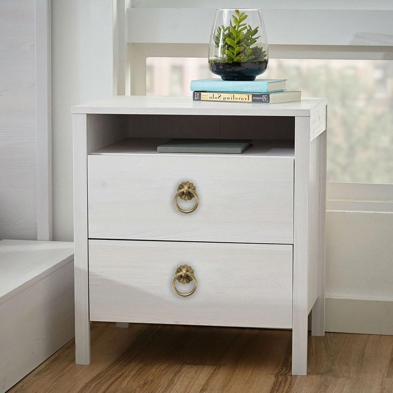 Savagrow 6pcs Antique Brass Drop Ring Pulls Vintage Round Pull