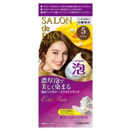 Salon de Pro Foam Hair Color, Extra Rich 5 (Brown), Dye for Gray Hair, Odor-Free Hair Color, Unscented, Foam Type, Can Be Removed