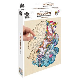 Puzzle Master Wooden Puzzle - Art Jigsaw Wood Cut Puzzle with Display Stand for Adults and Kids - Unicorn 129-Pieces Set