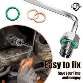 EDIETH M18.1-1.5x15mm Oversized Piggyback Oil Drain Plug Kit, Stainless Steel 304 Self-Tapping Thread Repair for Oil Pan, Includes Hex Key + 2 O-Rings + 2 Copper Gaskets + Black Nitrile Gloves