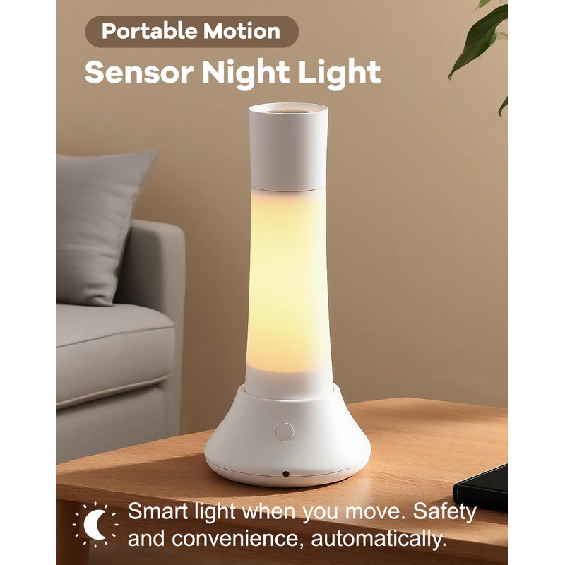 WUEAOA Rechargeable Motion Sensor Night Light Indoor,3 in 1