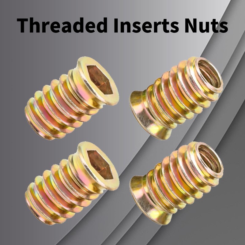 Wjelet 20PCS Threaded Inserts Nuts M5x10mm Hex Drive Head Nuts