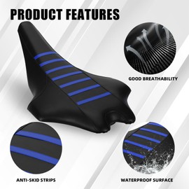 Wacece ATV Seat Cover Non-Slip Soft Waterproof for YFZ450R 2009-2024 YFZ450R SE 2013-2024 YFZ450X 2010-2011 YFZ450X SE 2010-2012, High Elastic Leather Blue